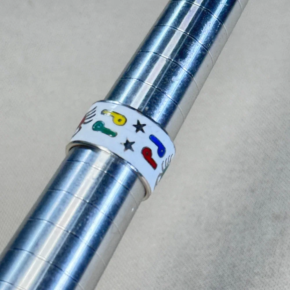 Sterling‎ Silver 925 Enamel Crab Tribal Folk Art Design Ring Thailand Size 4.25